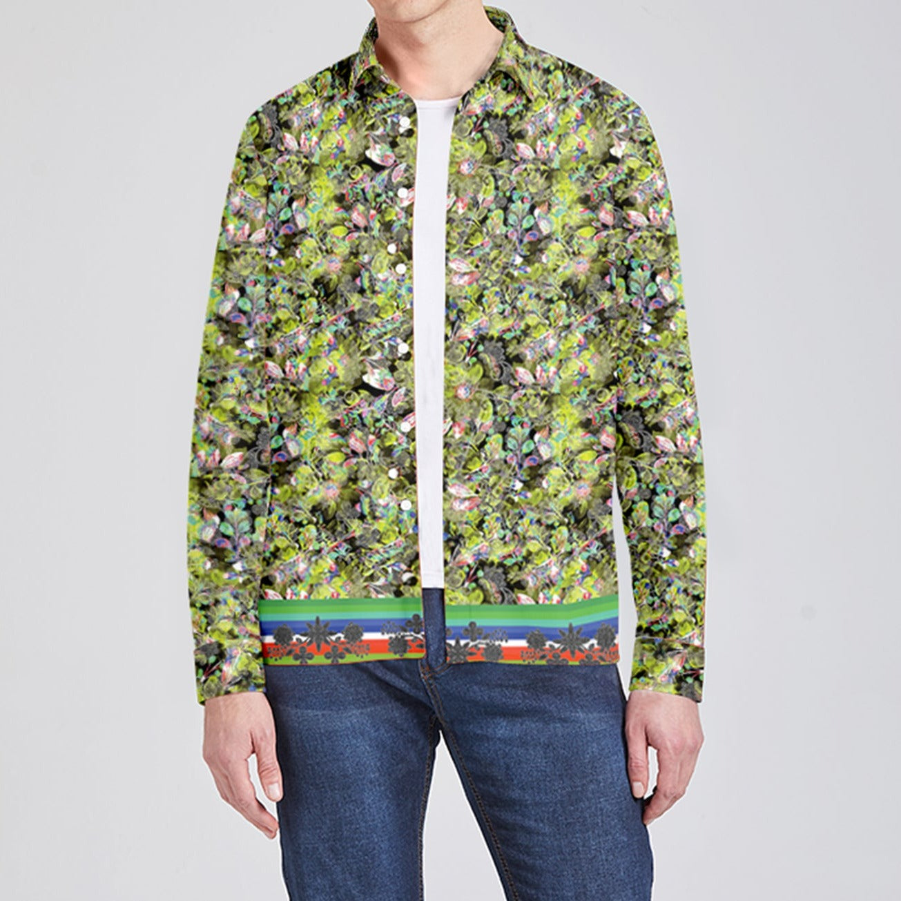 Culture in Nature Green Leaf Men's Long Sleeve Dress Shirt