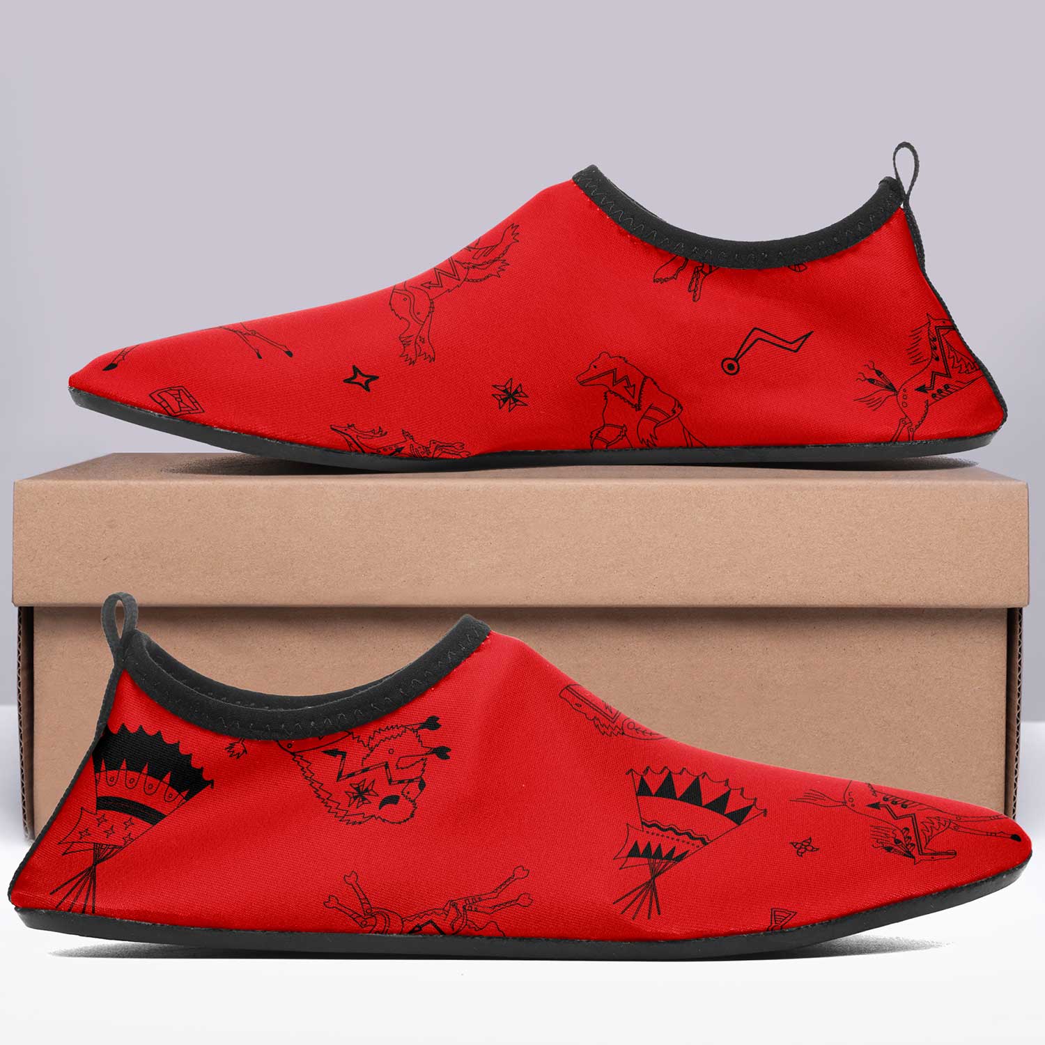 Ledger Dabbles Red Kid's Sockamoccs Slip On Shoes