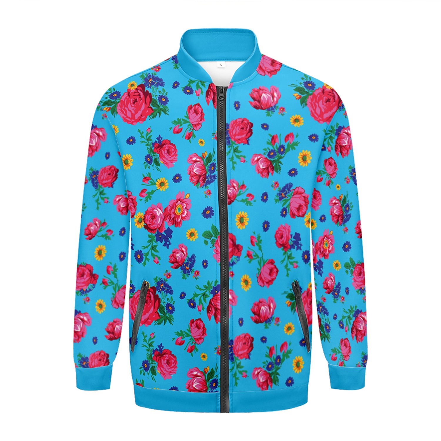 Kokum Ceremony Blue Youth Zippered Collared Lightweight Jacket