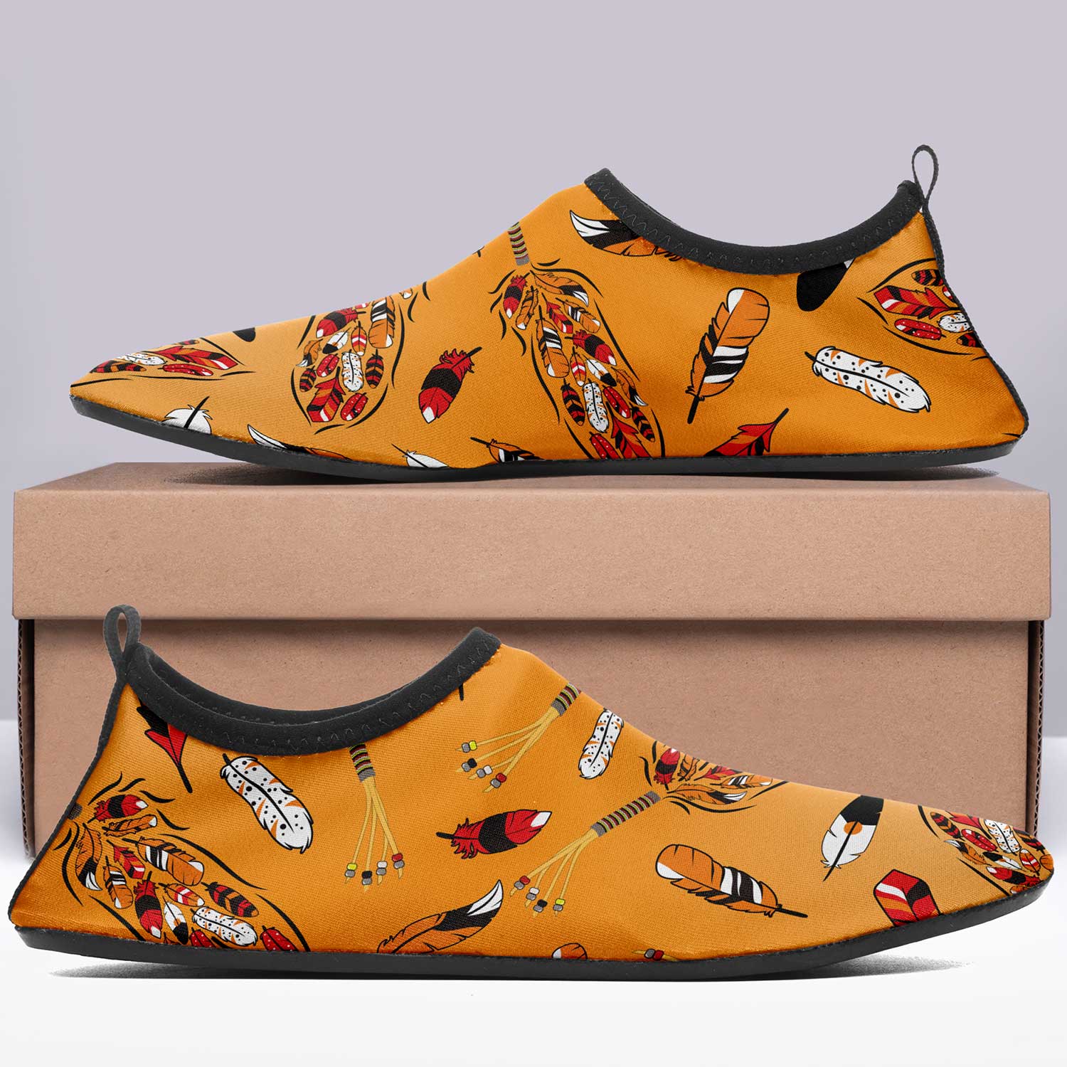 TRD - feather orange Kid's Sockamoccs Slip On Shoes