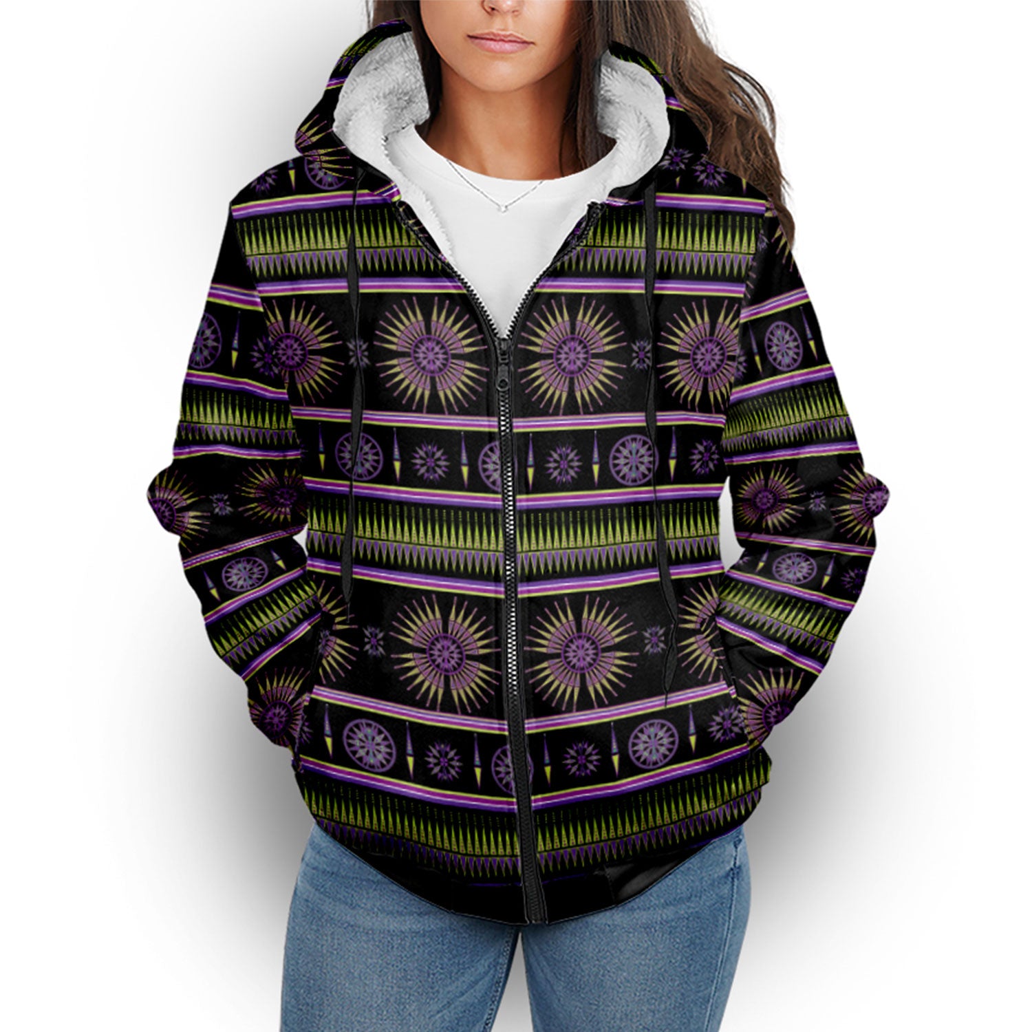 Evening Feather Wheel Sherpa Hoodie