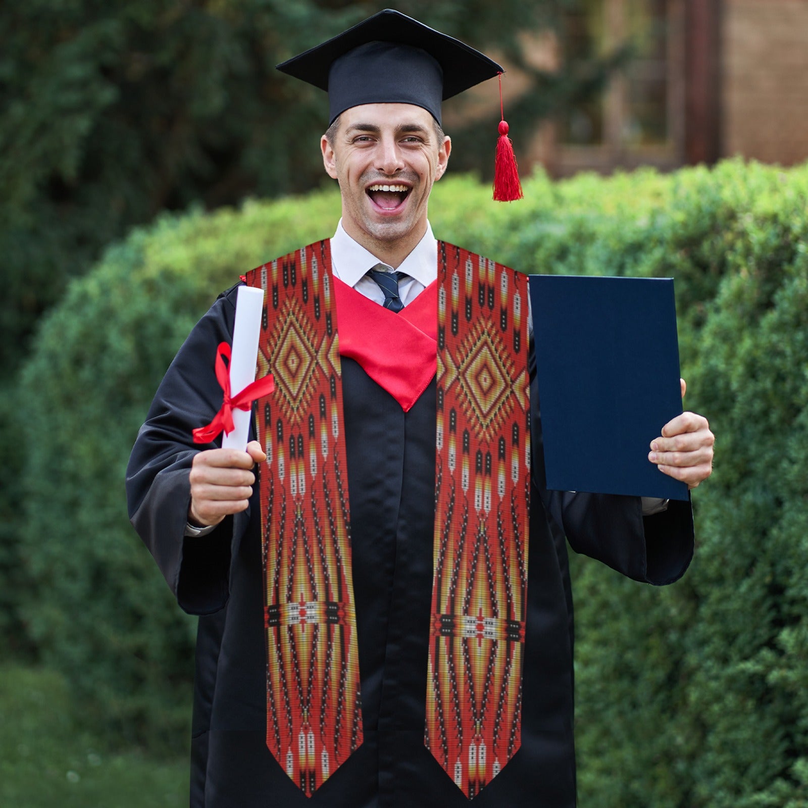 Fire Feather Red Graduation Stole