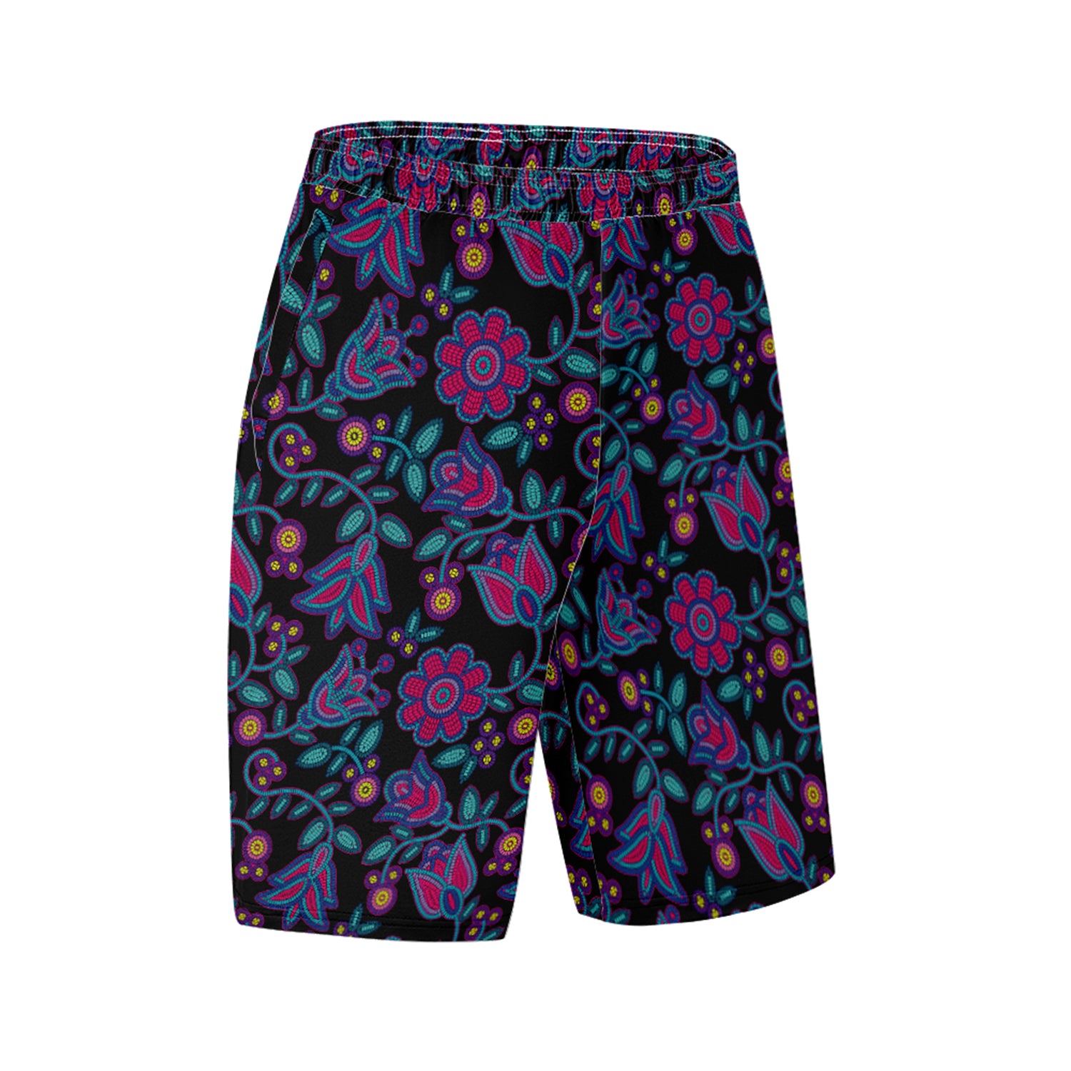 Beaded Nouveau Coal Athletic Shorts with Pockets