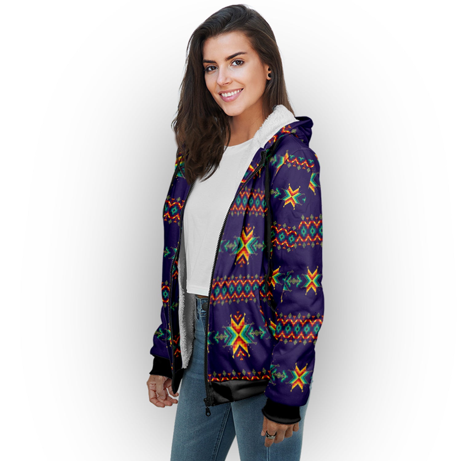 Dreams of Ancestors Indigo Sherpa Hoodie