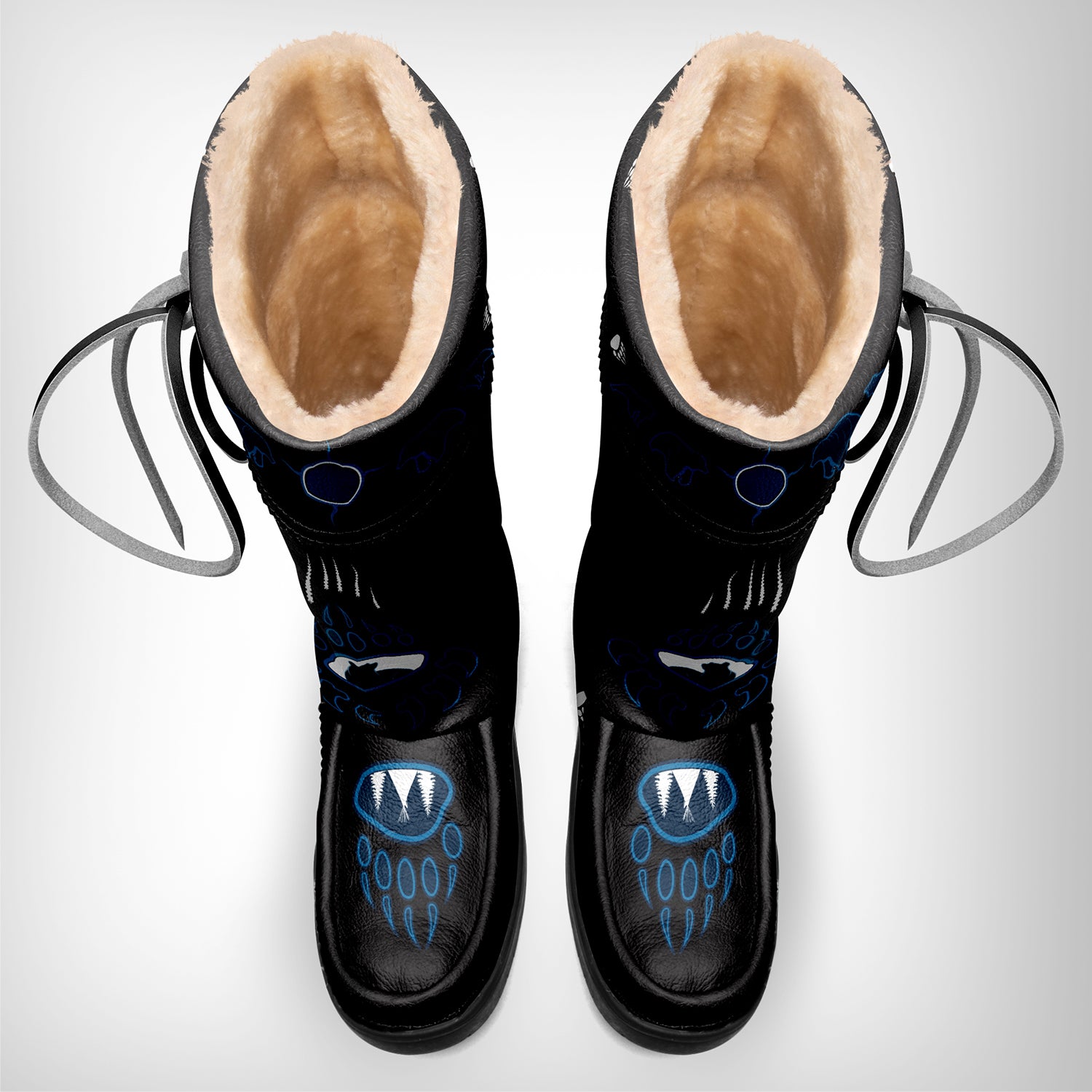 Bear Paw Blue Black Real Leather MocLux