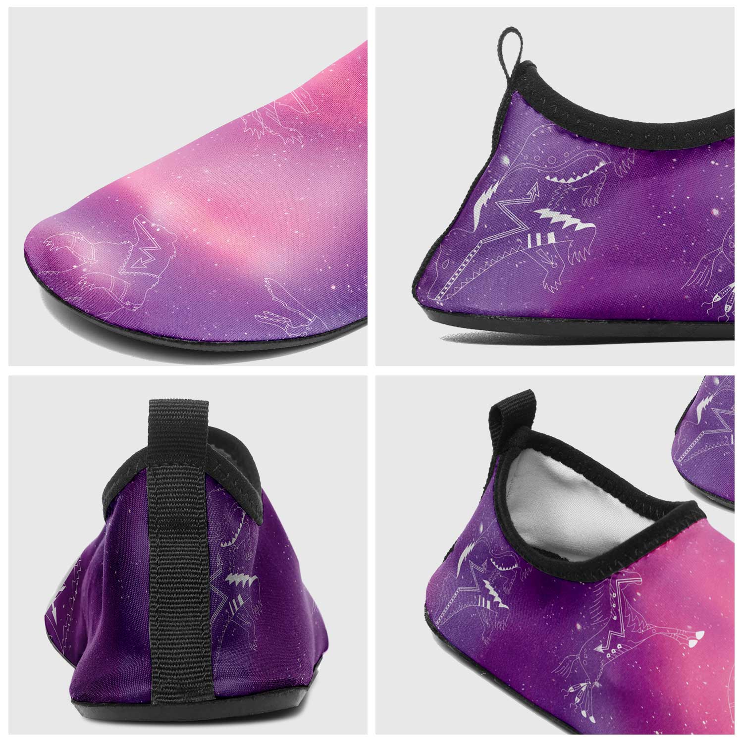 Animal Ancestors 7 Aurora Gases Pink and Purple Kid's Sockamoccs Slip On Shoes