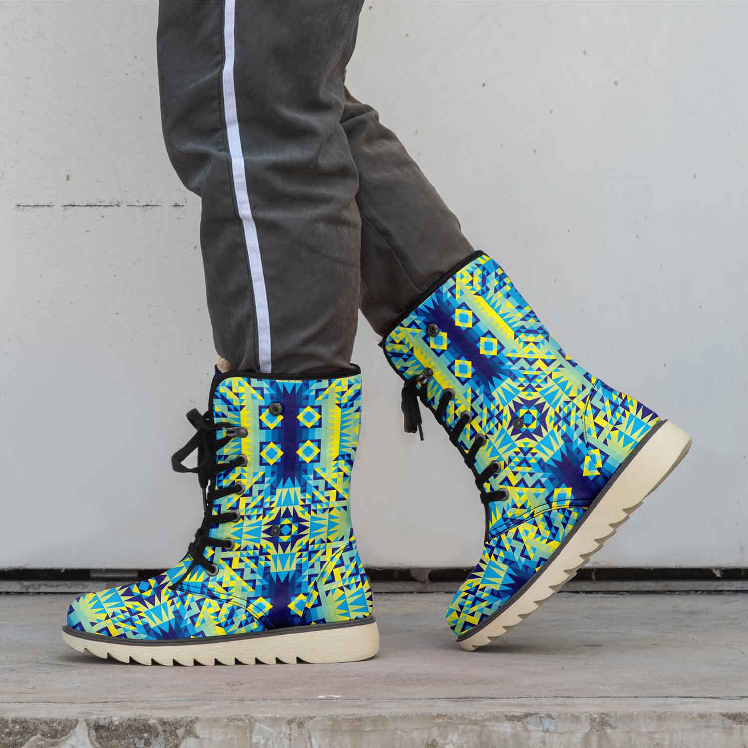 Kaleidoscope Jaune Bleu Polar Winter Boots