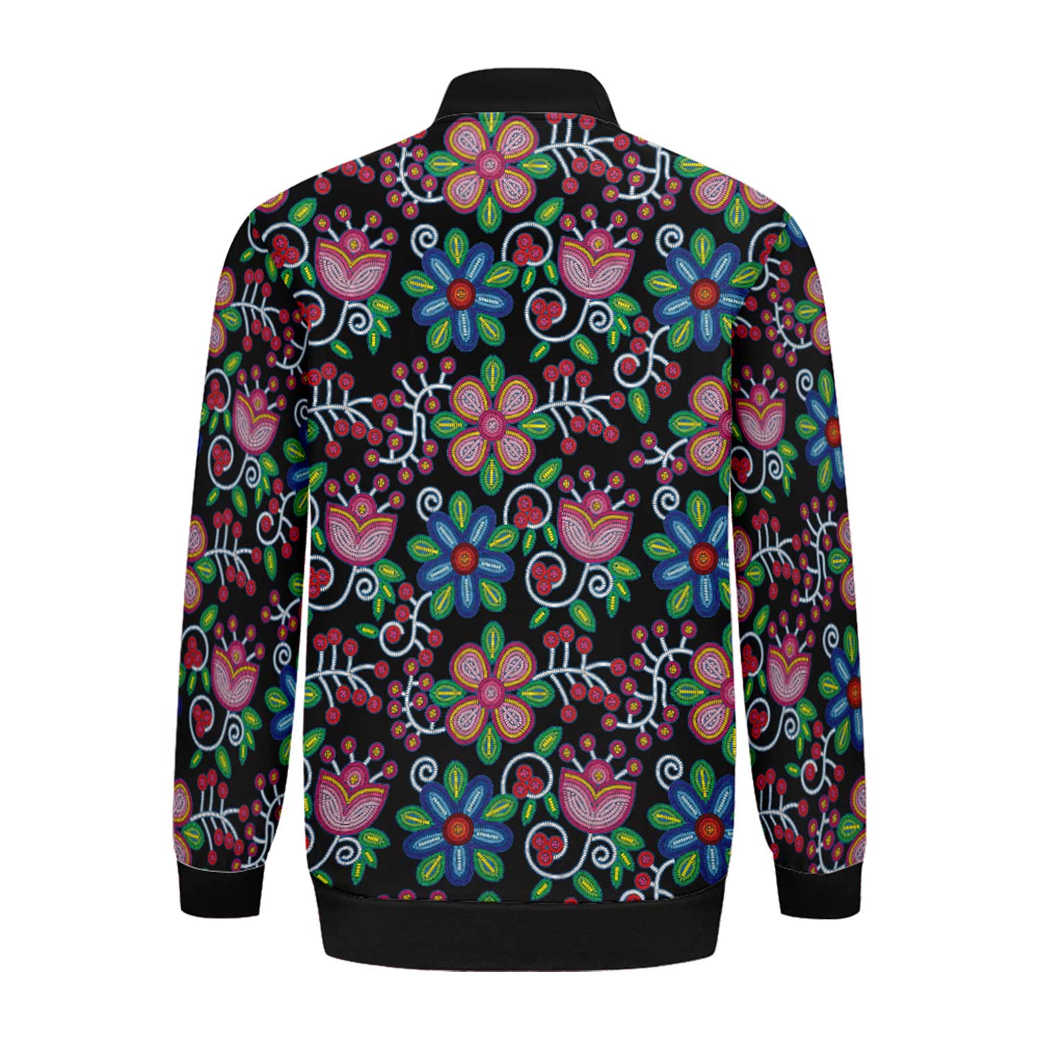 Midnight Garden Black Zippered Collared Lightweight Jacket