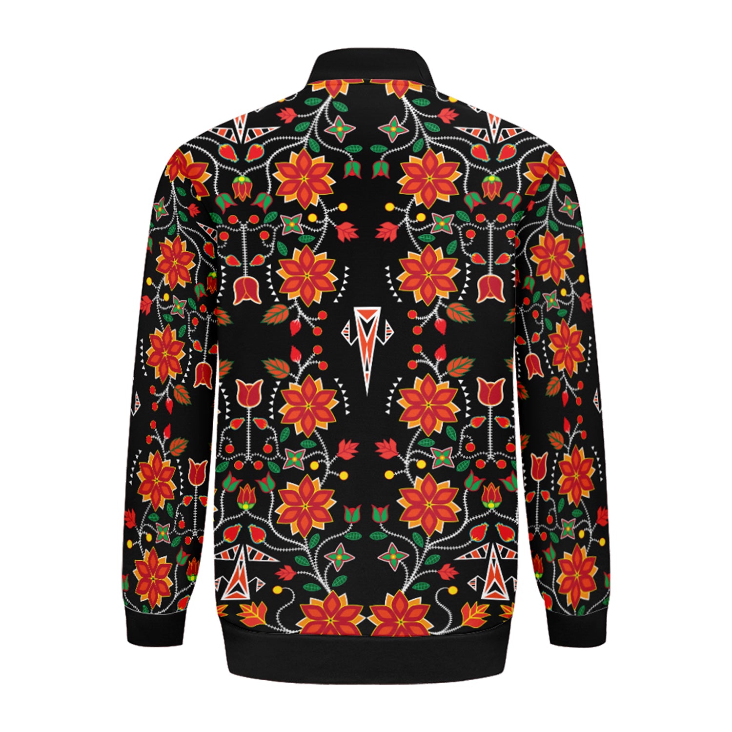 Floral Beadwork Six Bands Youth Zippered Collared Lightweight Jacket