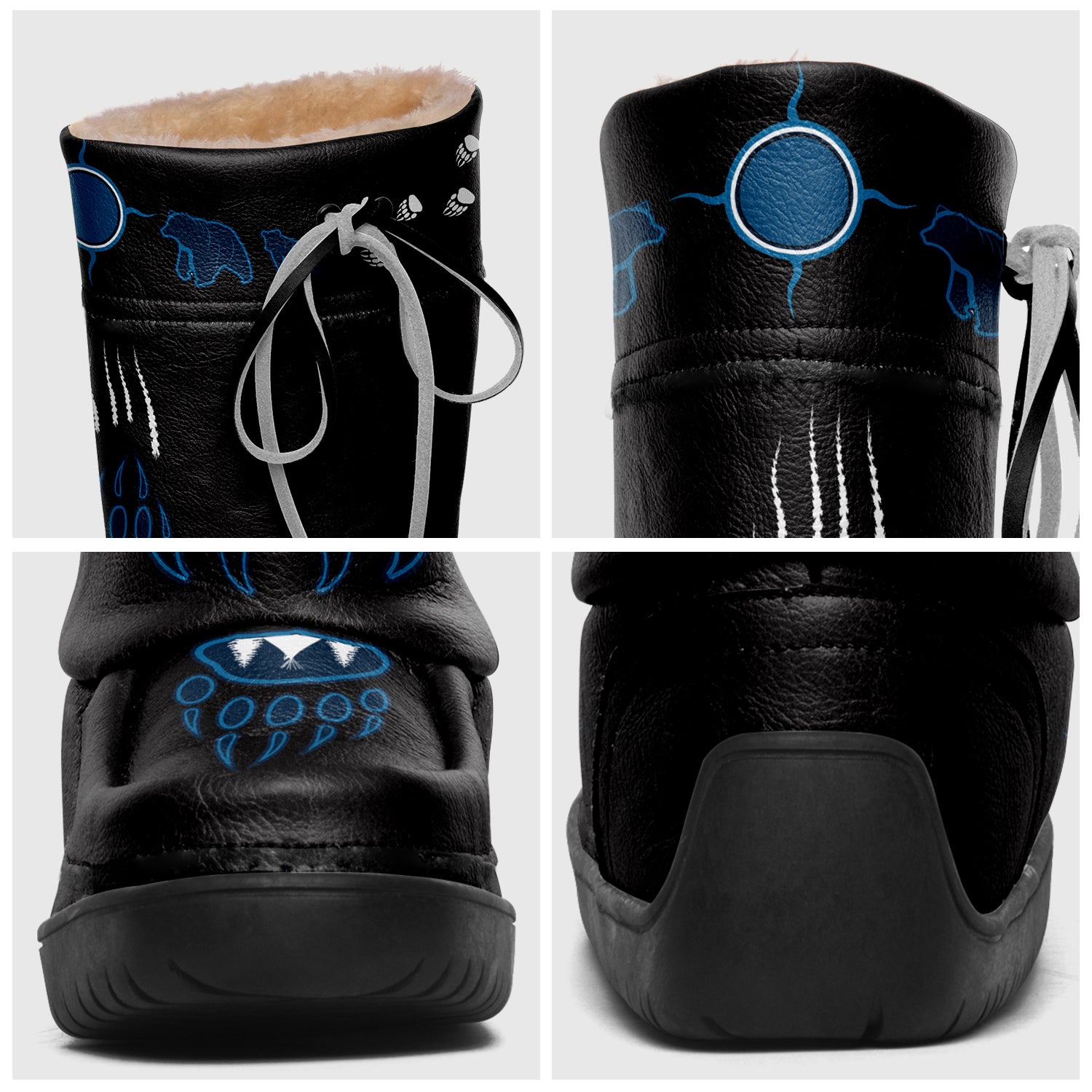 Bear Paw Blue Black Real Leather MocLux