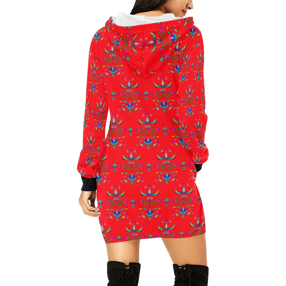 Dakota Damask Red Hoodie Dress