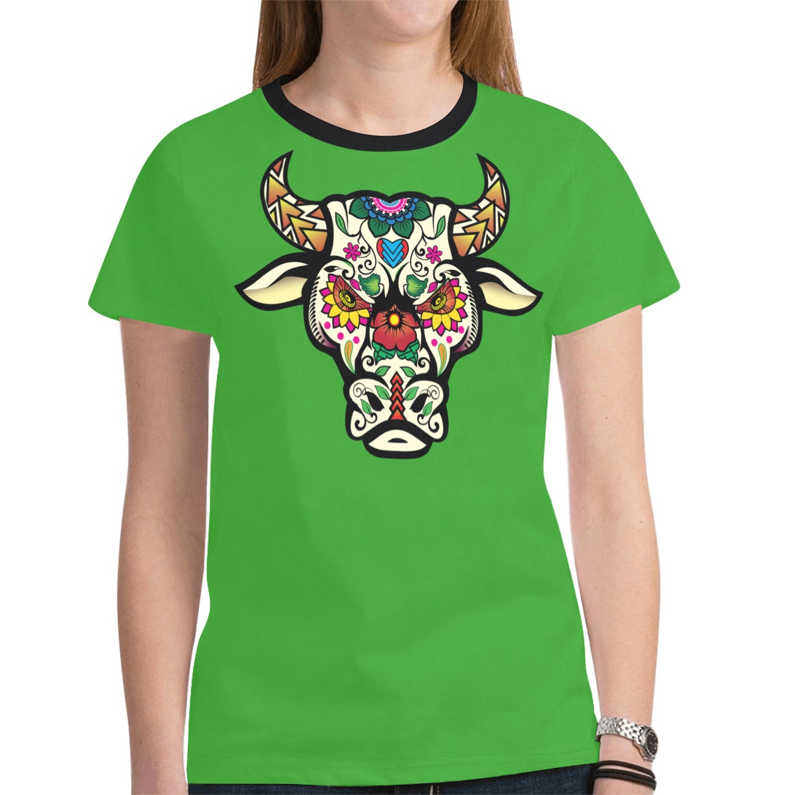 Bull Spirit Guide (Green) T-shirt for Women