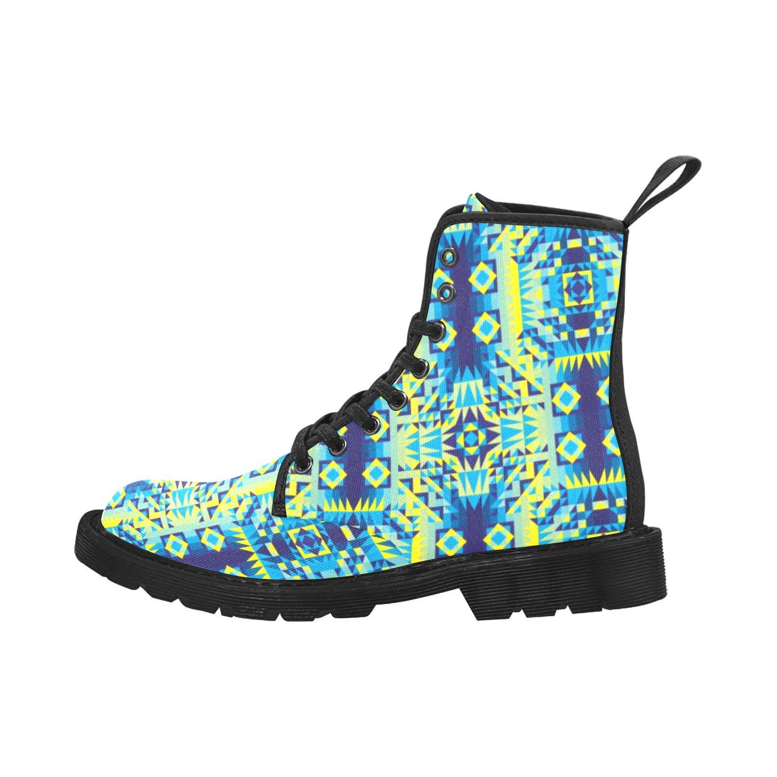 Kaleidoscope Jaune Bleu Boots for Men (Black)