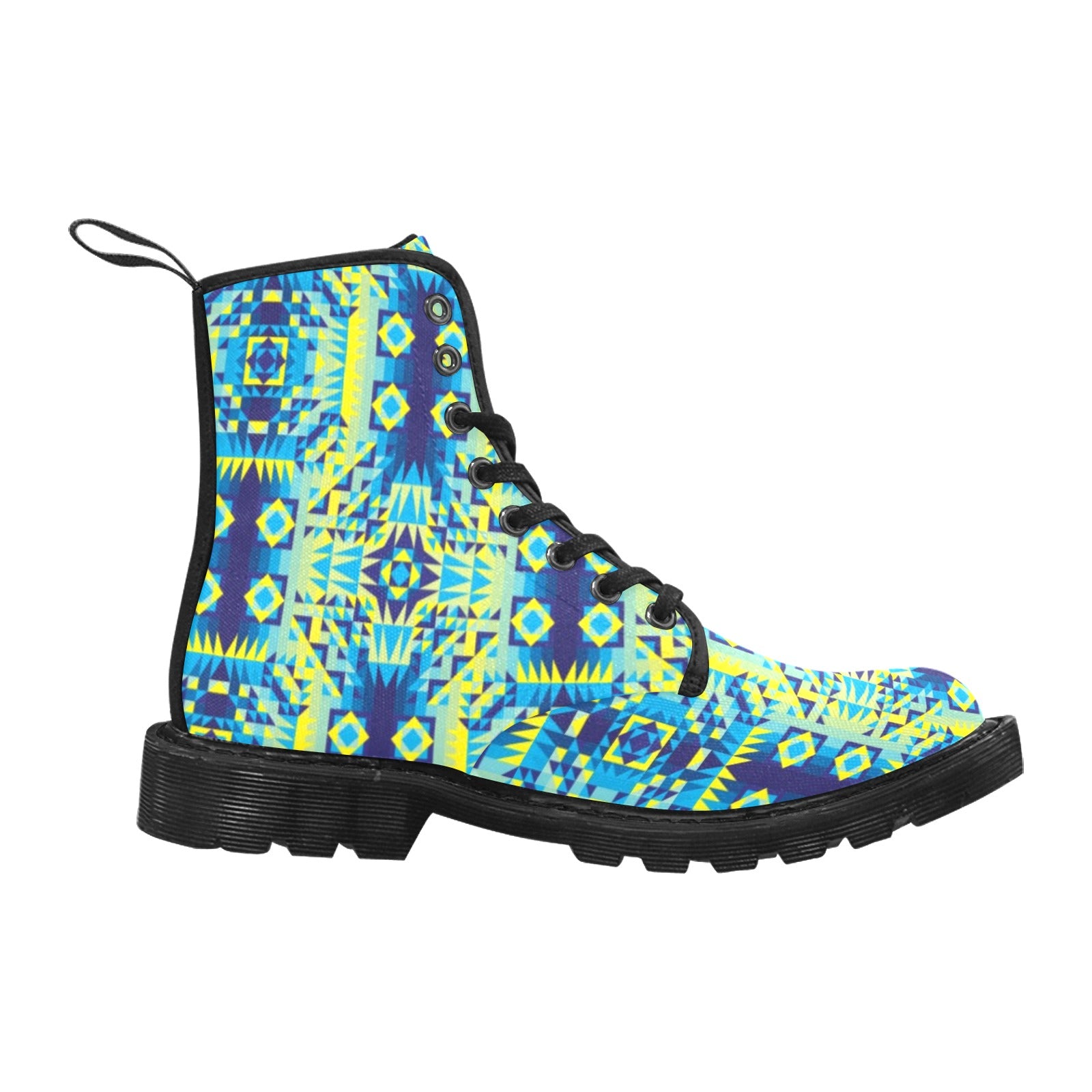 Kaleidoscope Jaune Bleu Boots for Men (Black)