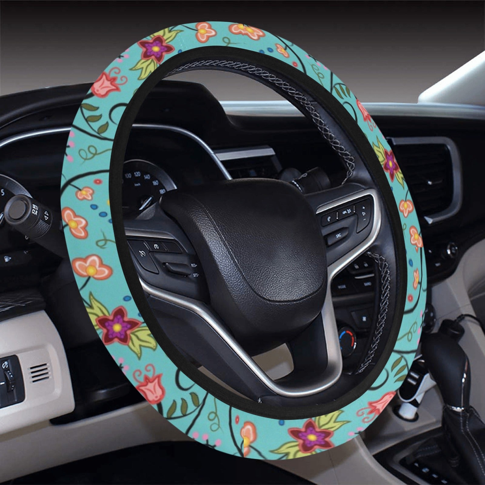 Fresh Fleur Sky Steering Wheel Cover with Elastic Edge