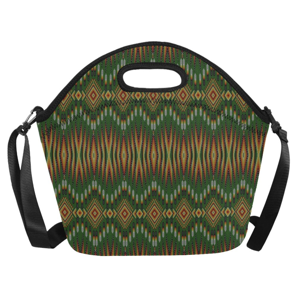 Fire Feather Green Neoprene Lunch Bag/Large