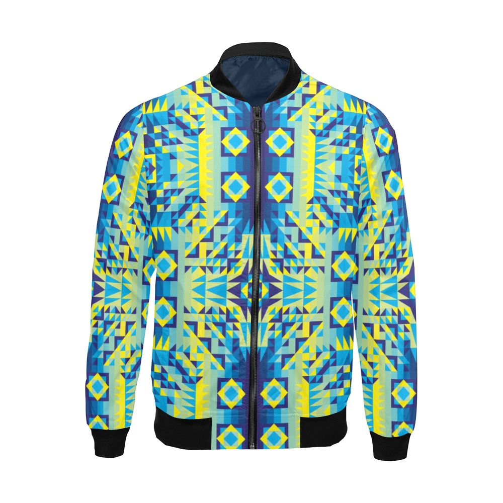 Kaleidoscope Jaune Bleu Bomber Jacket for Men