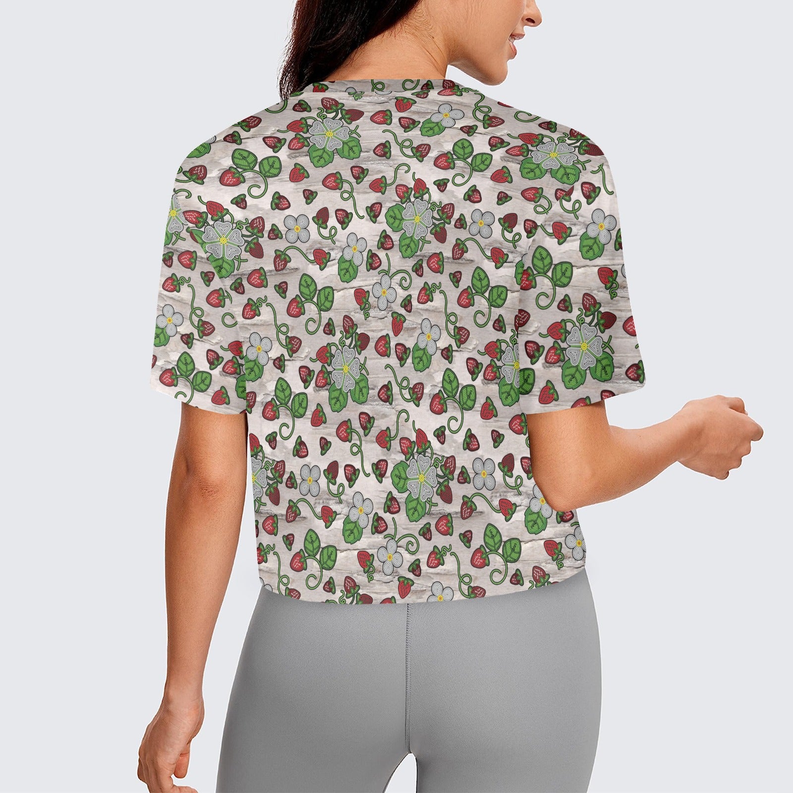 Strawberry Dreams Bright Birch Women's Cropped T-shirt