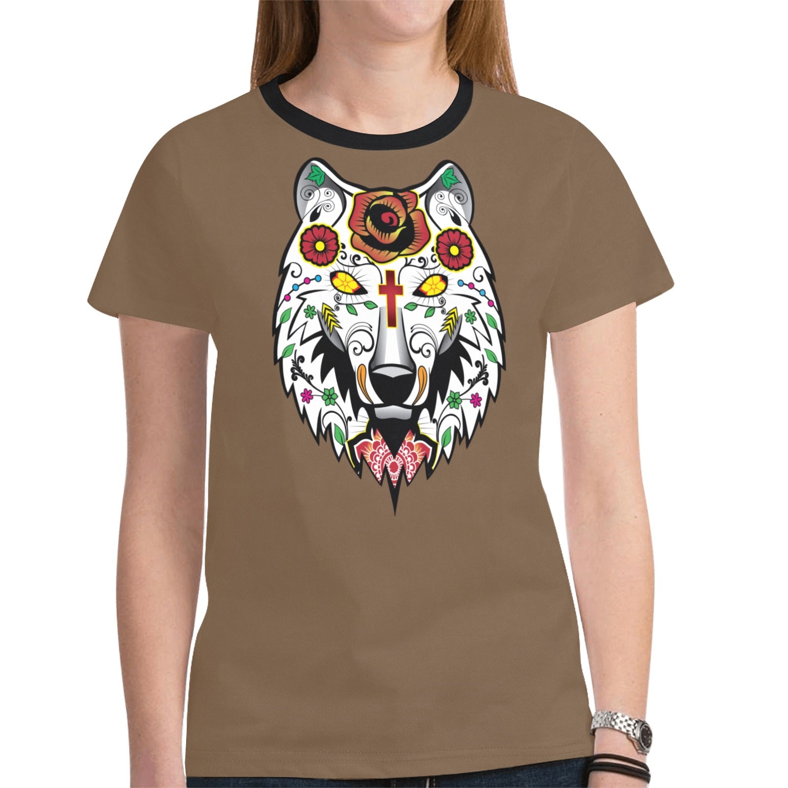 Wolf Spirit Guide (Dark Brown) T-shirt for Women