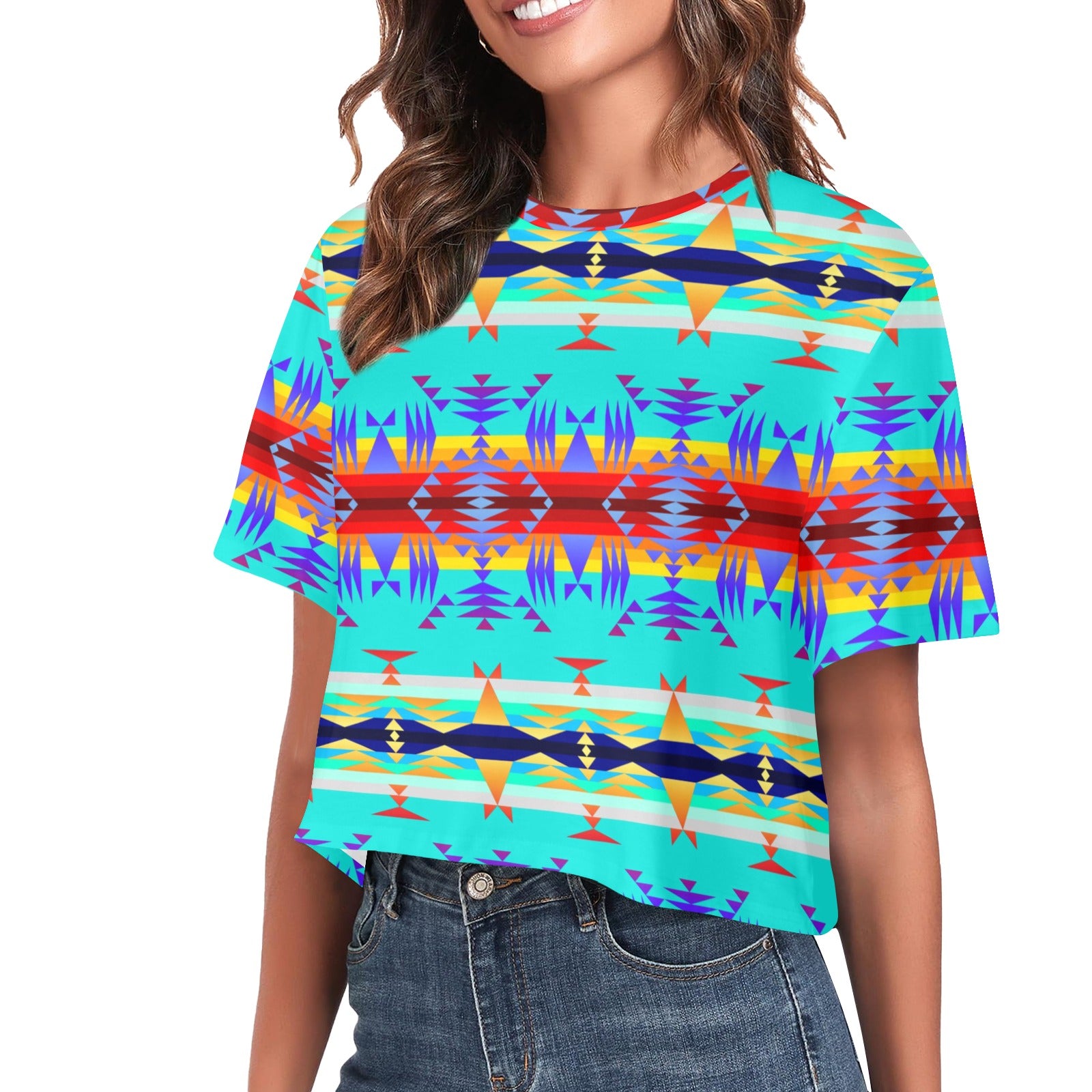 Between the Mountains Fire Women's Cropped T-shirt