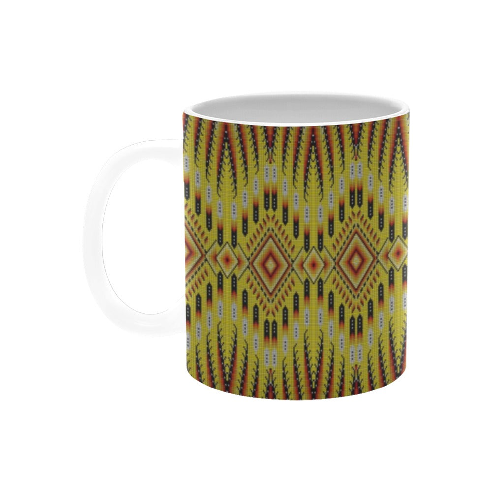 Fire Feather Yellow White Mug(11OZ)