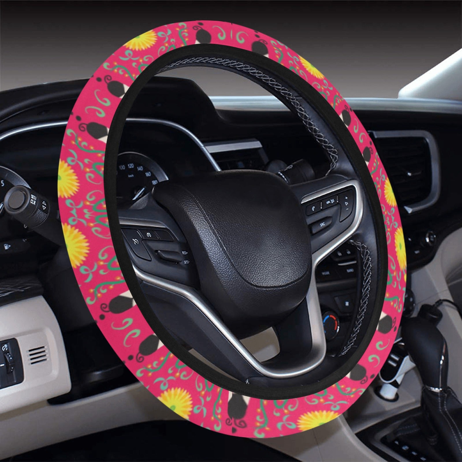 New Growth Pink Steering Wheel Cover with Elastic Edge