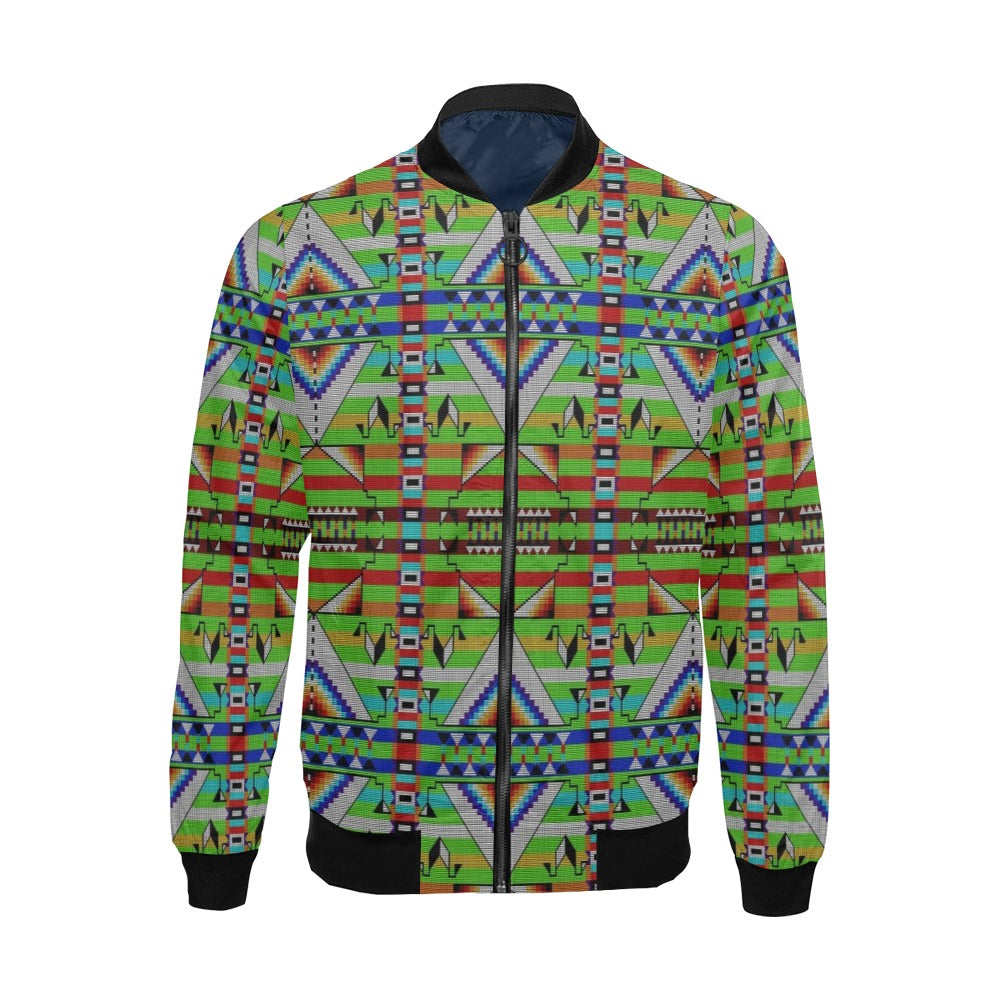 Medicine Blessing Lime Green All Over Print Bomber Jacket for Men