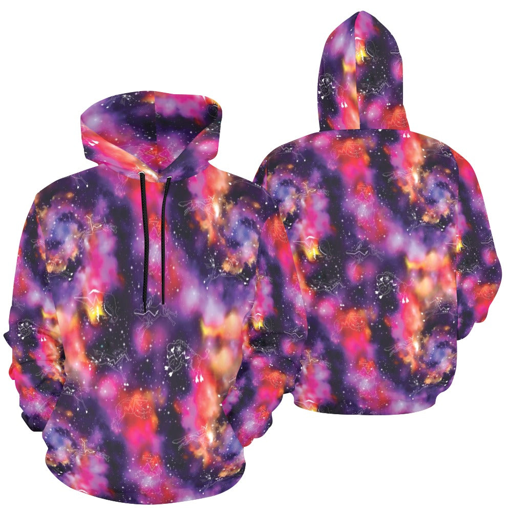 Animal Ancestors 9 Cosmic Swirl Purple and Red Hoodie for Women (USA Size)