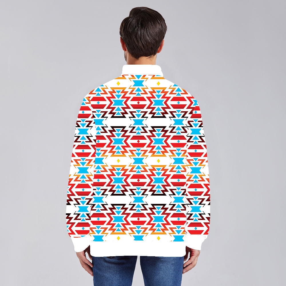 Fire Colors and Sky Zippered Collared Lightweight Jacket