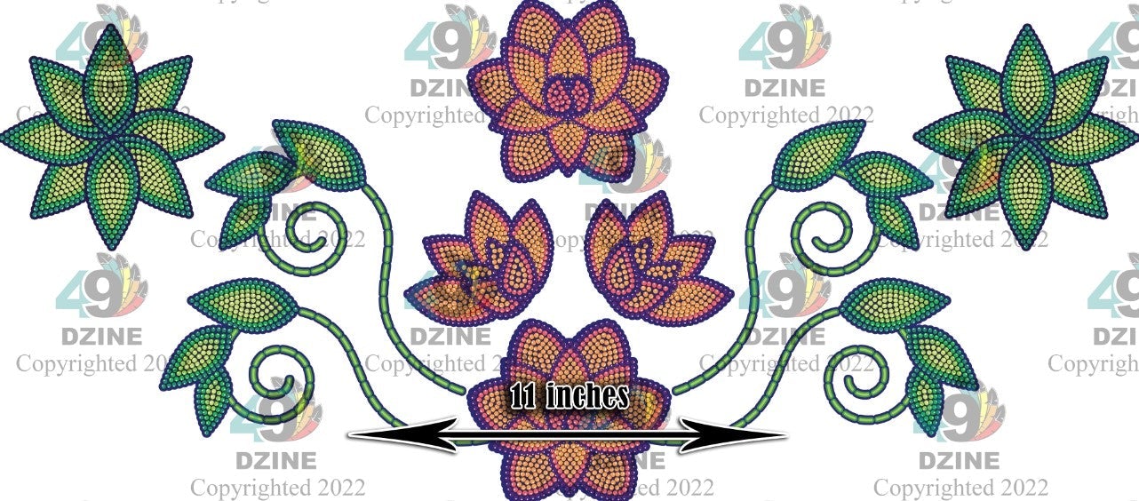 11-inch Floral Transfer - Beaded Florals Blossom Transfers 49 Dzine 