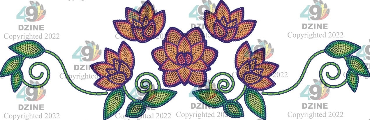 11-inch Floral Transfer - Beaded Florals Blossom Transfers 49 Dzine Beaded Florals Blossom-01 