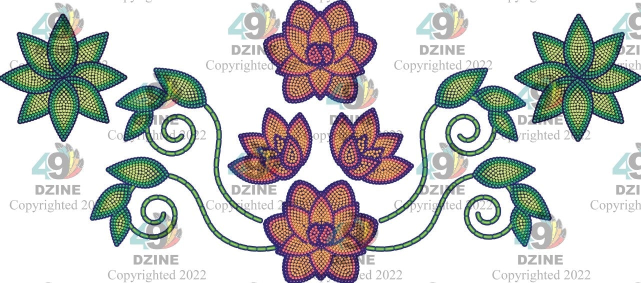 11-inch Floral Transfer - Beaded Florals Blossom Transfers 49 Dzine Beaded Florals Blossom-02 