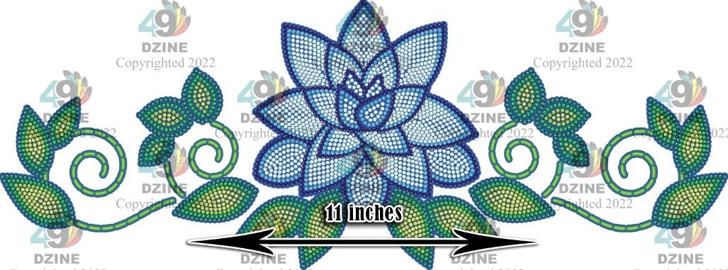 11-inch Floral Transfer - Beaded Florals Royal Transfers 49 Dzine 