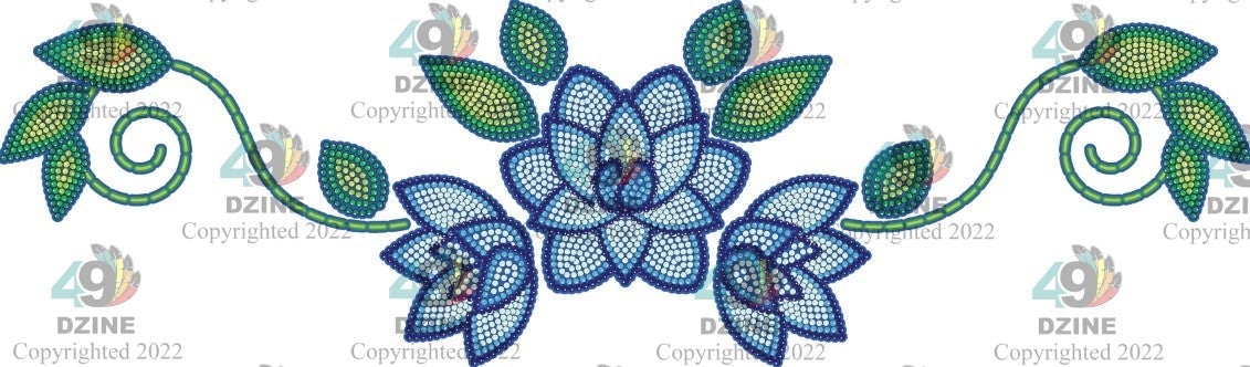11-inch Floral Transfer - Beaded Florals Royal Transfers 49 Dzine Beaded Florals Royal-01 