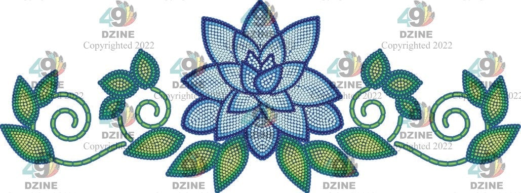 11-inch Floral Transfer - Beaded Florals Royal Transfers 49 Dzine Beaded Florals Royal-02 