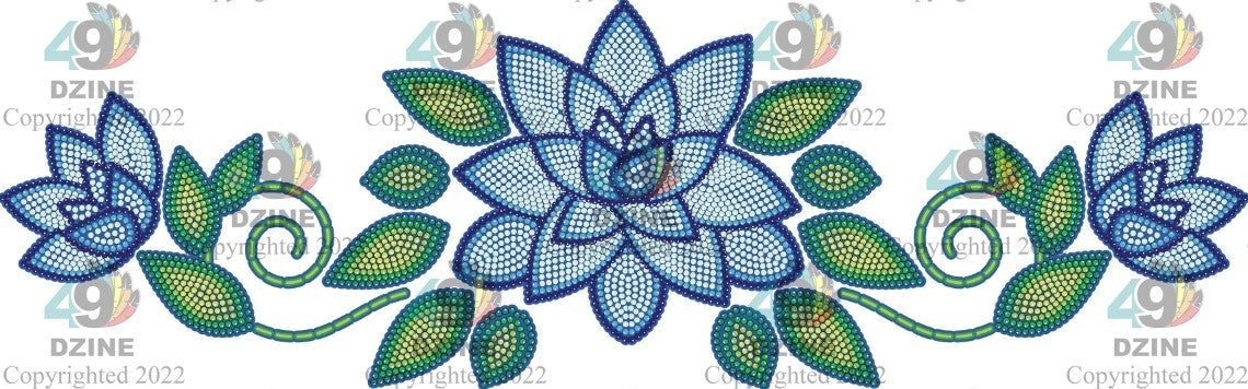 11-inch Floral Transfer - Beaded Florals Royal Transfers 49 Dzine Beaded Florals Royal-03 