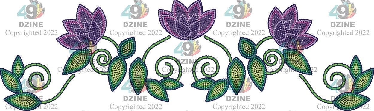 11-inch Floral Transfer - Beaded Florals Wild Transfers 49 Dzine Beaded Florals Wild-03 
