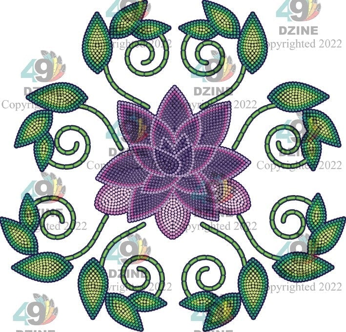 11-inch Floral Transfer - Beaded Florals Wild Transfers 49 Dzine Beaded Florals Wild-04 