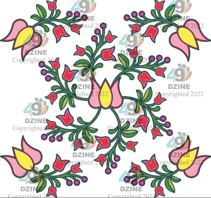 11-inch Floral Transfer - Fleur Indigine Roses Transfers 49 Dzine Fleur Indigine Roses - Blush Pink 