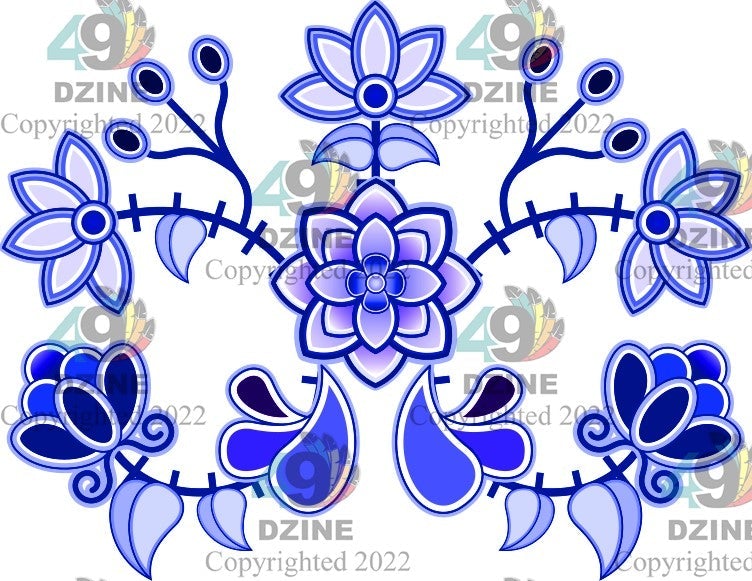 11-inch Floral Transfer - Floral Amour Stitch Crest Azure Transfers 49 Dzine Floral Amour Stitch Crest Azure - 01 
