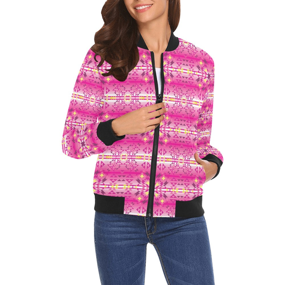 Pink Star Bomber Jacket for Women