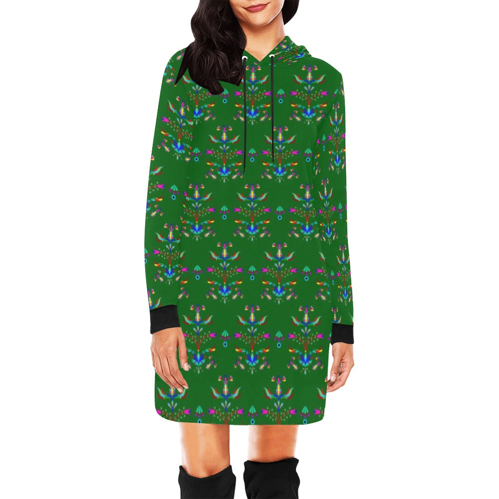 Dakota Damask Green Hoodie Dress