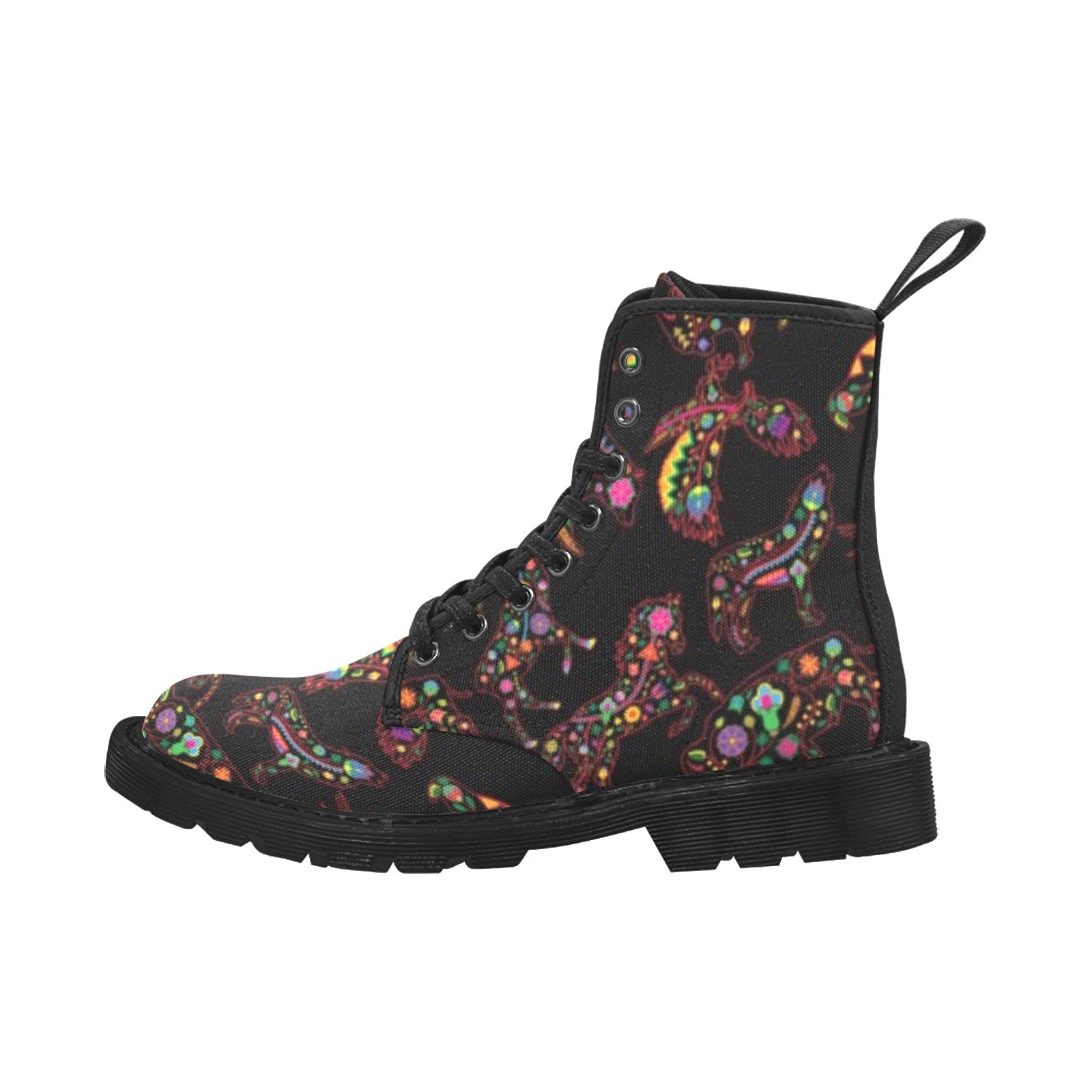 Neon Floral Animals Boots for Men (Black)