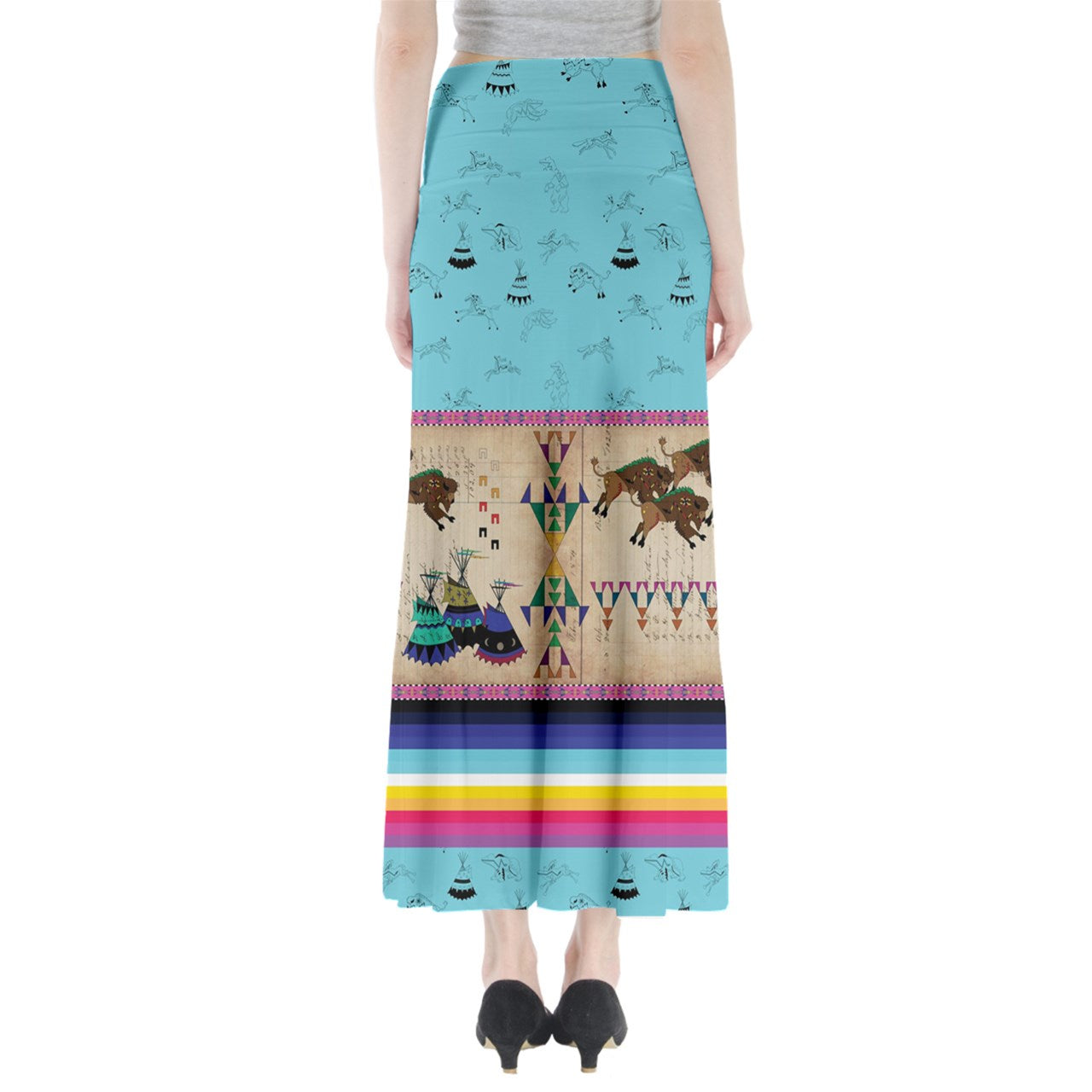 Buffalos Running Sky Full Length Maxi Skirt