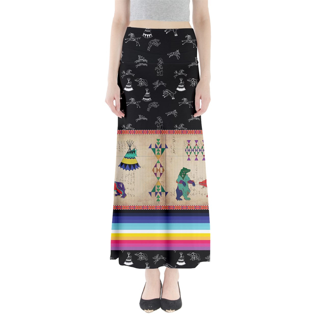 Bear Ledger Black Sky Full Length Maxi Skirt