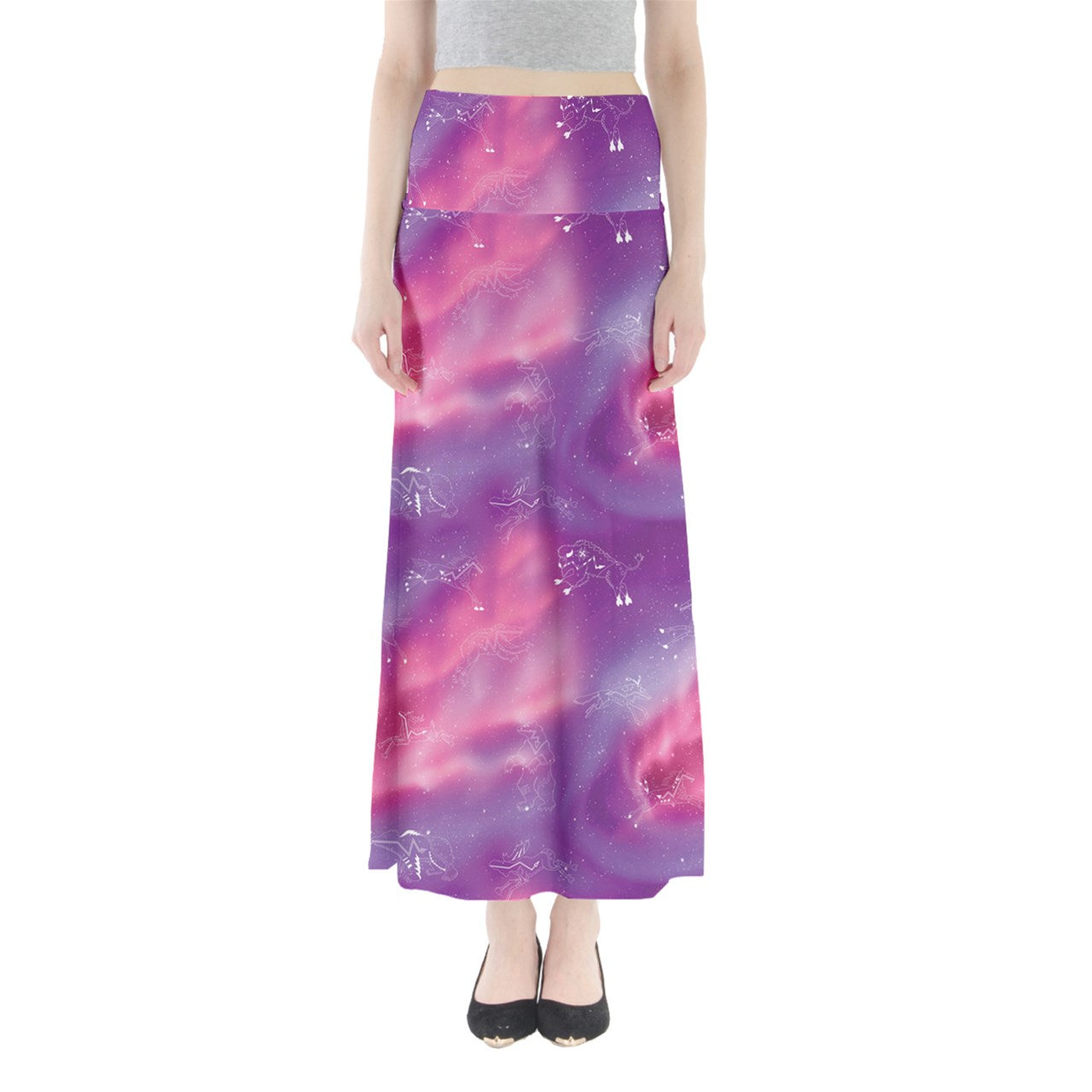 Animal Ancestors 7 Aurora Gases Pink and Purple Full Length Maxi Skirt