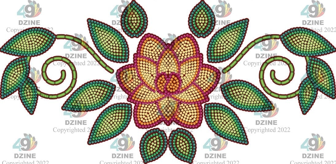 14-inch Floral Transfer - Beaded Florals Fire Transfers 49 Dzine Beaded Florals Fire-03 