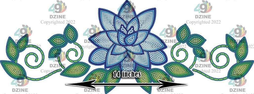 14-inch Floral Transfer - Beaded Florals Royal Transfers 49 Dzine 