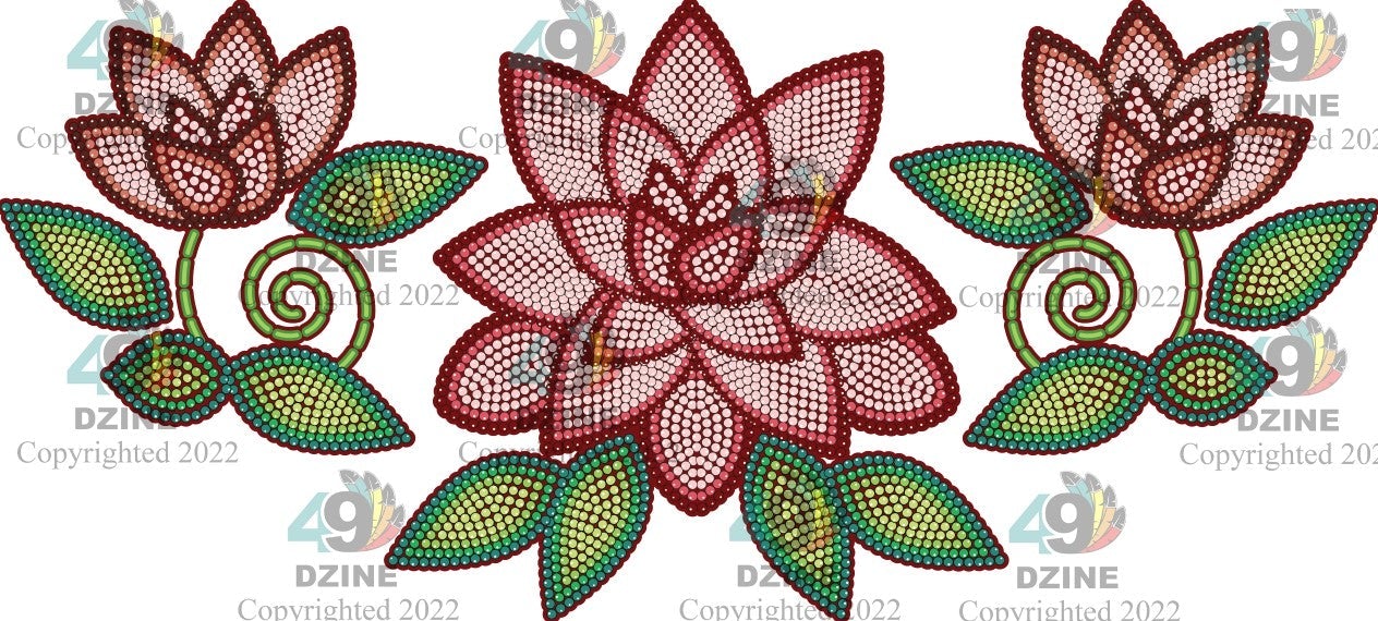 14-inch Floral Transfer - Beaded Florals Sierra Transfers 49 Dzine Beaded Florals Sierra-02 
