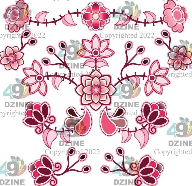 14-inch Floral Transfer - Floral Amour Stitch Crest Transfers 49 Dzine Floral Amour Stitch Crest - 02 